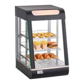 3-Tier Commercial Food Warmer Display, 800W Food Display Warmer with LED Light, Top Storage and Adjustable Shelves, 86-185 Fahrenheit Steam Heating