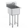 Stainless Steel Prep & Utility Sink, 1 Compartment Free Standing Small Sink Include Faucet & legs, 18"x41" Commercial Single Bowl Sinks for Garage