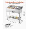 Commercial Propane Steam Table, 5 Food Pans & 3 Condiment Pans, LP Gas Outdoor Soup Warmer with Drain Valve and 3" Wheels