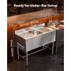 3 Compartment Sink, 18-Gauge 304 Stainless Steel, 10" x 14" x 10" Bowl Size