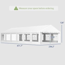 Party Tent, Outdoor Canopy Tent With Removable Sidewalls, 12 Windows For Parties, Wedding, Events, BBQ, White (Option: White)